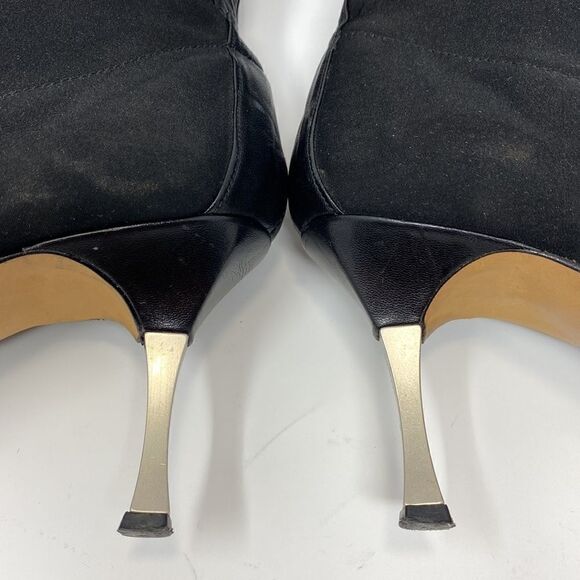 Timothy Hitsman Leather & Spandex Metal Heel Calf Length Boots - Picture 3 of 11